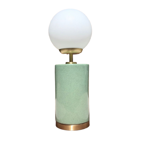 Velador cerámica verde altura 12cm E27 globo 8x15cm opal